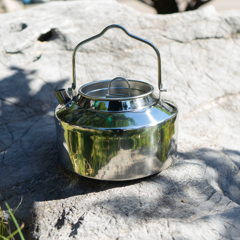 Camping Hanging Water Coffee Pot Stainless Steel Outdoor Kettle 1.2L