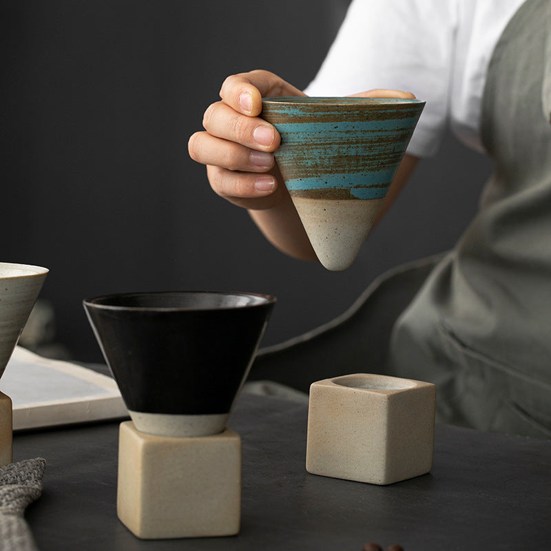 Black Cone Type Ceramic Coffee Cup -- 150ML