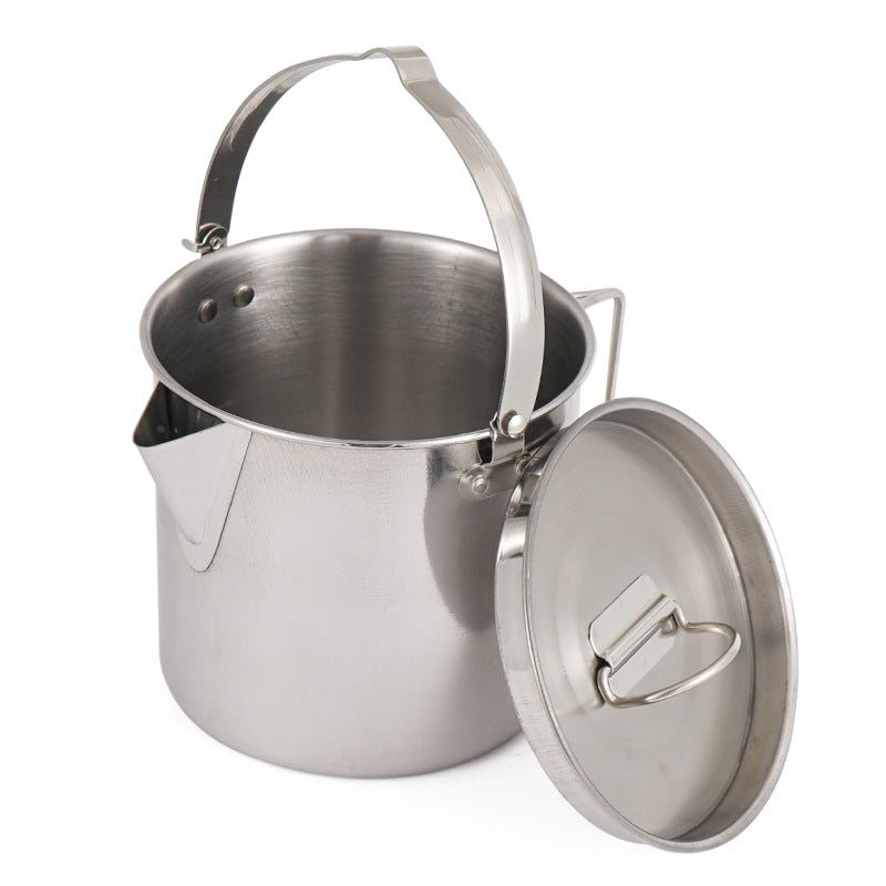 Portable Stainless Steel outdoor Kettle Camping Hanging Water Coffee Pot-1.2L