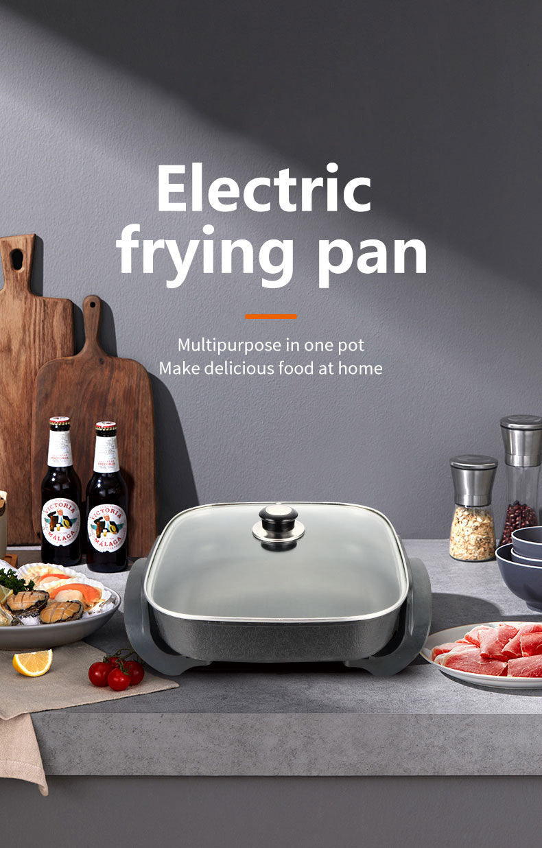 Square Electric Frying Pan 2L Black 1500W