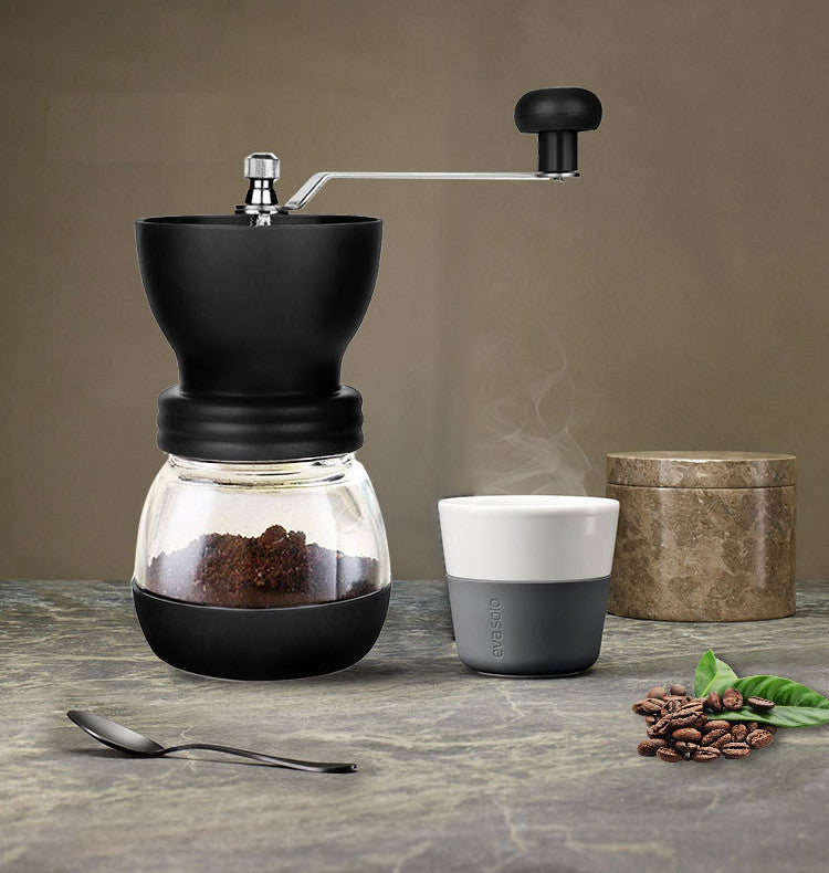 Manual Glass Coffee Grinder with ceramic Burr Grinder Mill