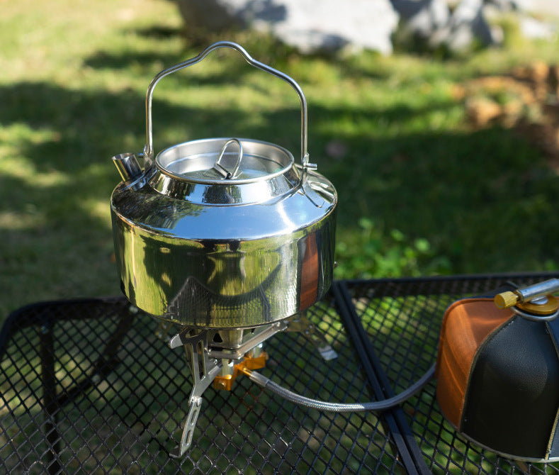 Camping Hanging Water Coffee Pot Stainless Steel Outdoor Kettle 1.2L