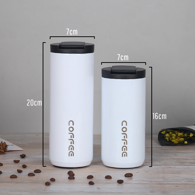 550ML Insulated Travel Coffee Mug Stainless Steel Double Wall White