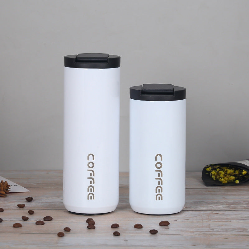 550ML Insulated Travel Coffee Mug Stainless Steel Double Wall White