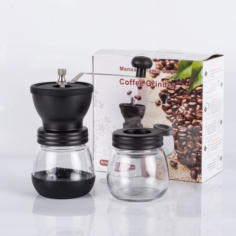 Manual Glass Coffee Grinder with ceramic Burr Grinder Mill