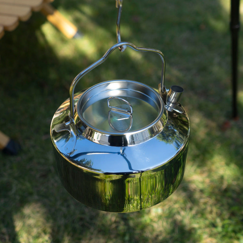 Camping Hanging Water Coffee Pot Stainless Steel Outdoor Kettle 1.2L