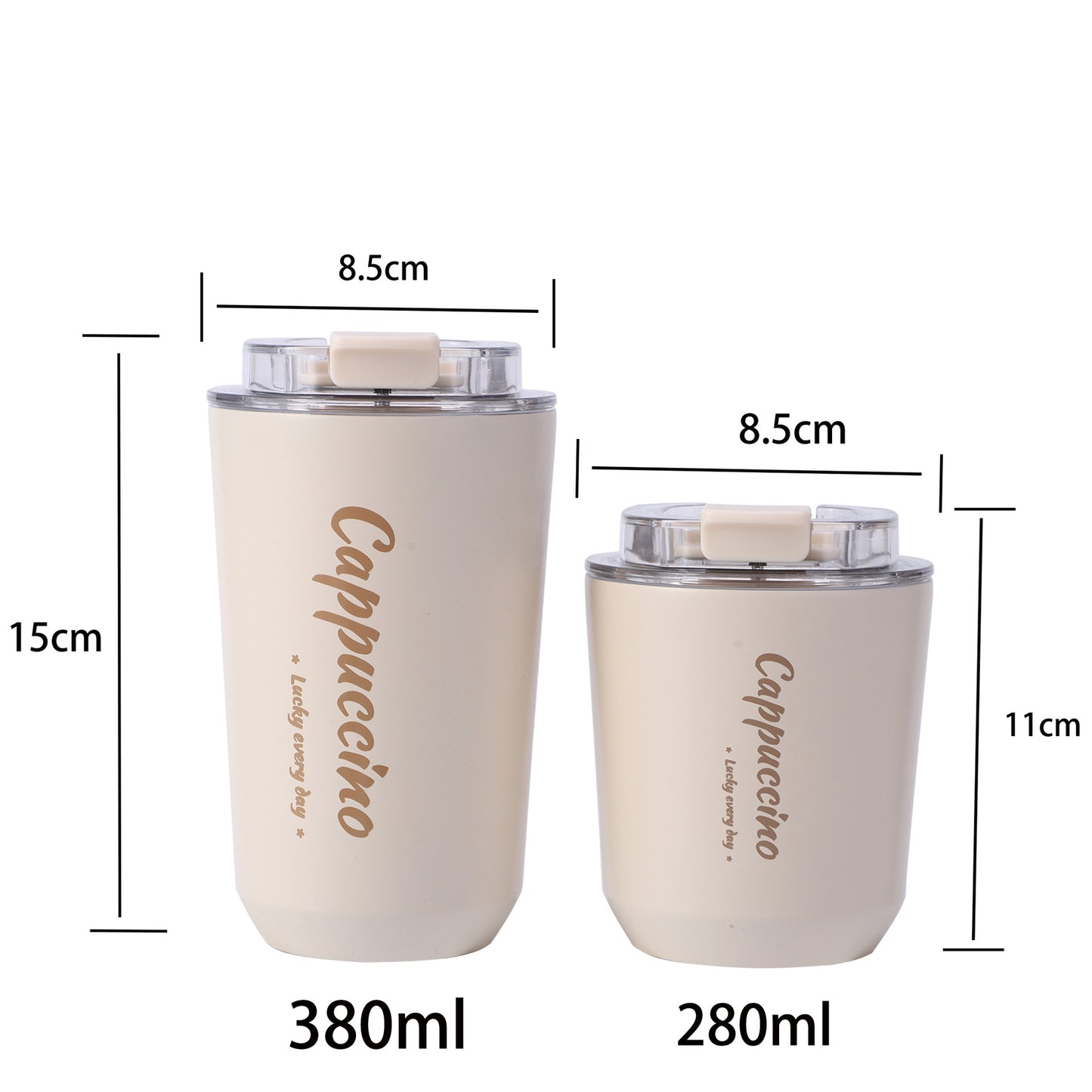 280ML Travel Insulated Coffee Cup Stainless Steel Double Wall White