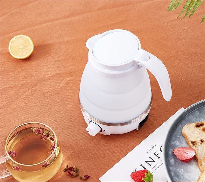 600ml Portable Travel Electric Kettle Foldable Silicone hot water kettle White