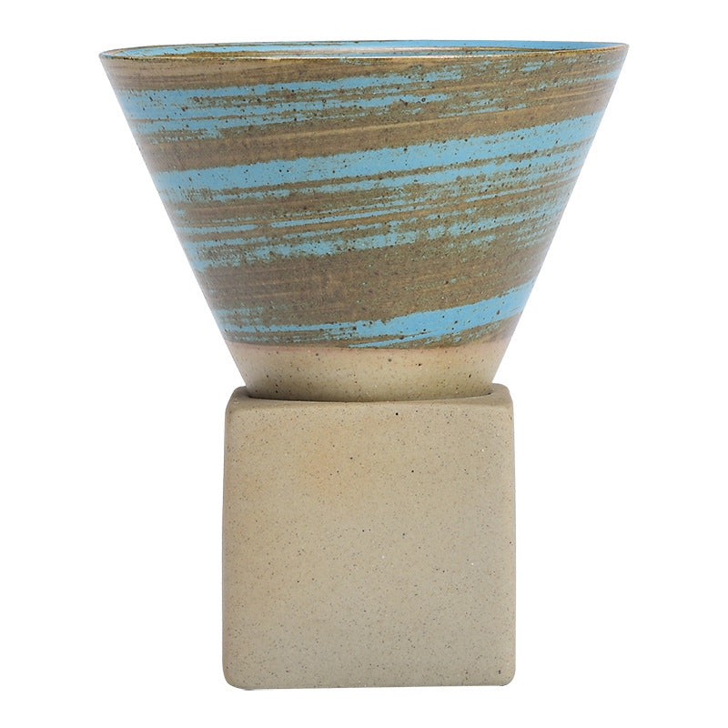 Blue Cone Type Ceramic Coffee Cup -- 150ML