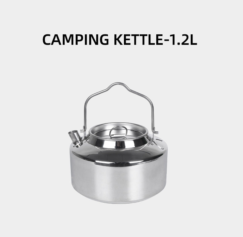 Camping Hanging Water Coffee Pot Stainless Steel Outdoor Kettle 1.2L