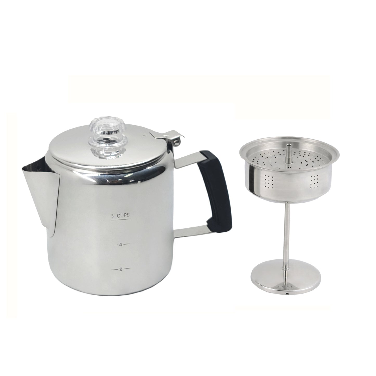 Small Outdoor Stainless Steel Percolator Coffee Maker for Camping -- 6 Cup