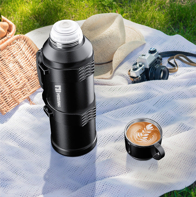 2L Travel Insulated Water Bottle Stainless Steel Travel Jug with Handle Strap