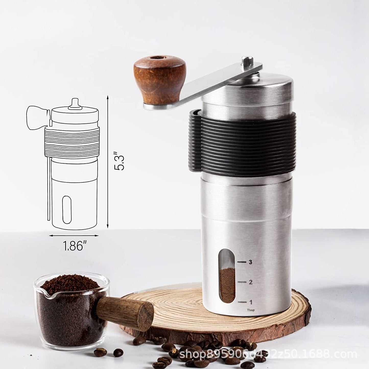 Manual Coffee Grinder Stainless Steel with ceramic Burr Grinder Mill