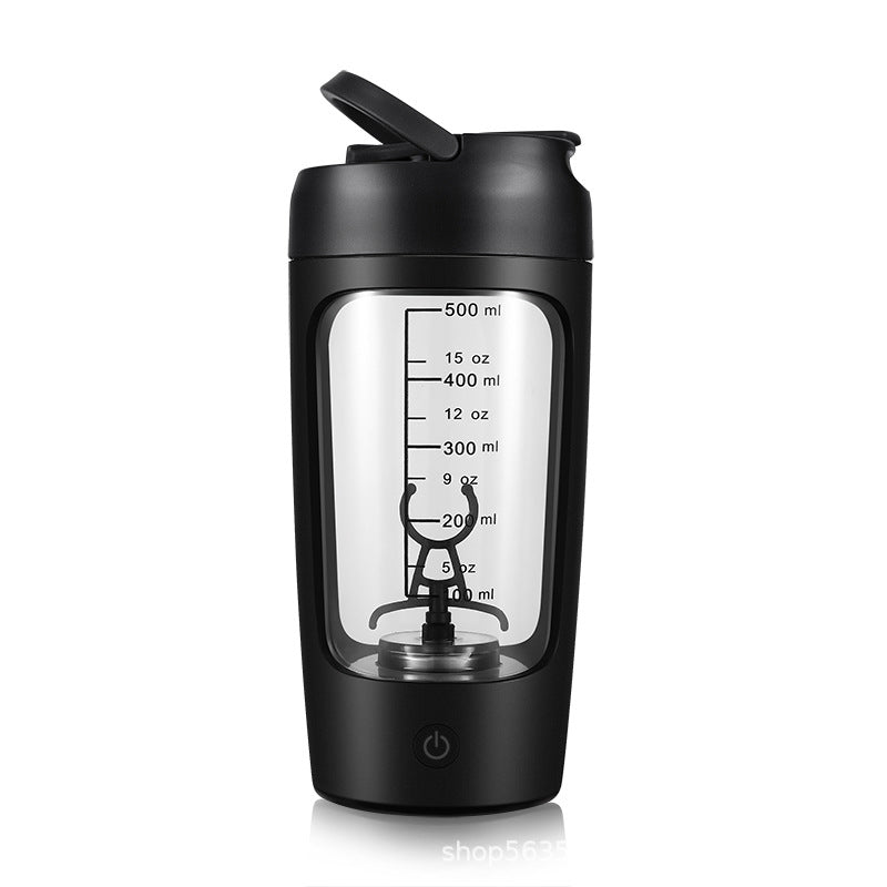 Portable Electric Stirring Cup Protein Shaker Cup with Scale Black 650ML