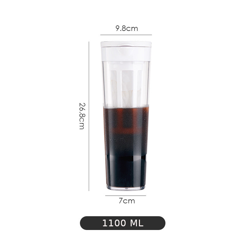 White Cold Brew Coffee Maker Large Plastic Pot with Fine Mesh Filter - 1100ML