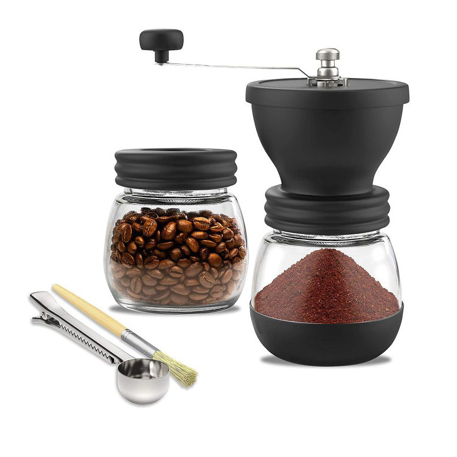 Manual Glass Coffee Grinder with ceramic Burr Grinder Mill