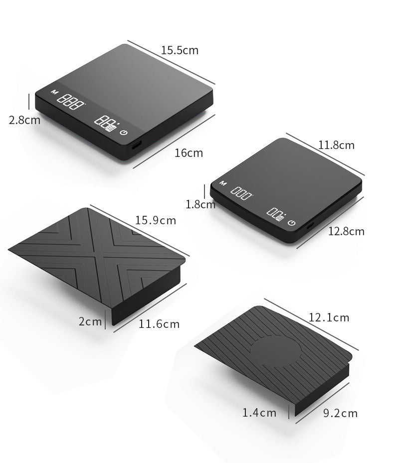 Rechargeable Digital Barista Coffee Scale with Timer: 3KG/0.1G