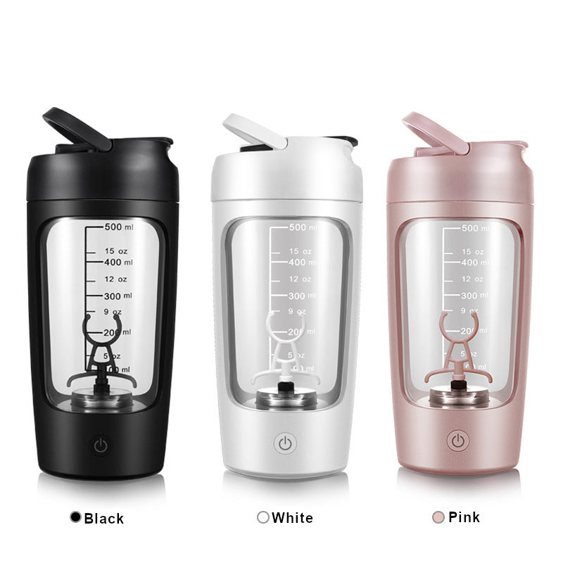 Portable Electric Stirring Cup Protein Shaker Cup with Scale Black 650ML