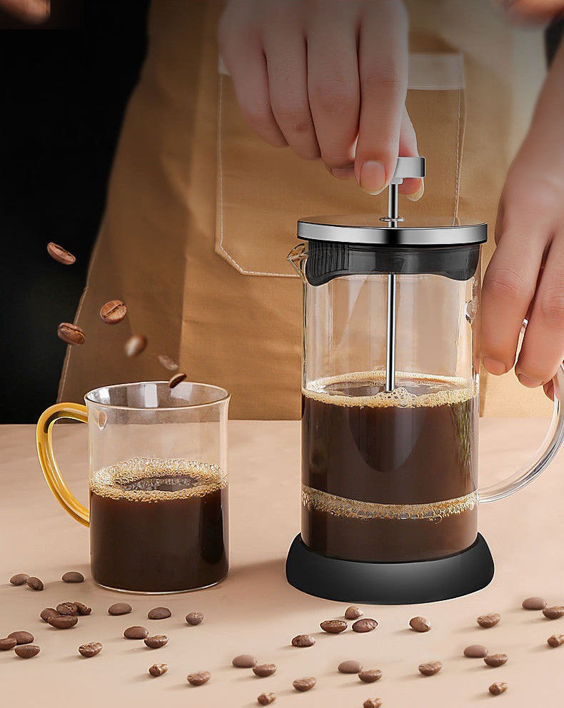 Glass French Press Coffee Maker with Stainless Steel Filter 1L