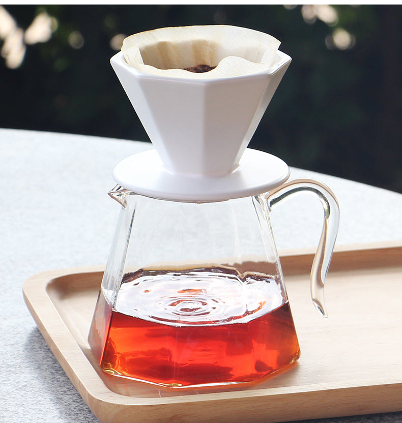 V60 Glass Coffee Range Server -- Octagon Design 600ML