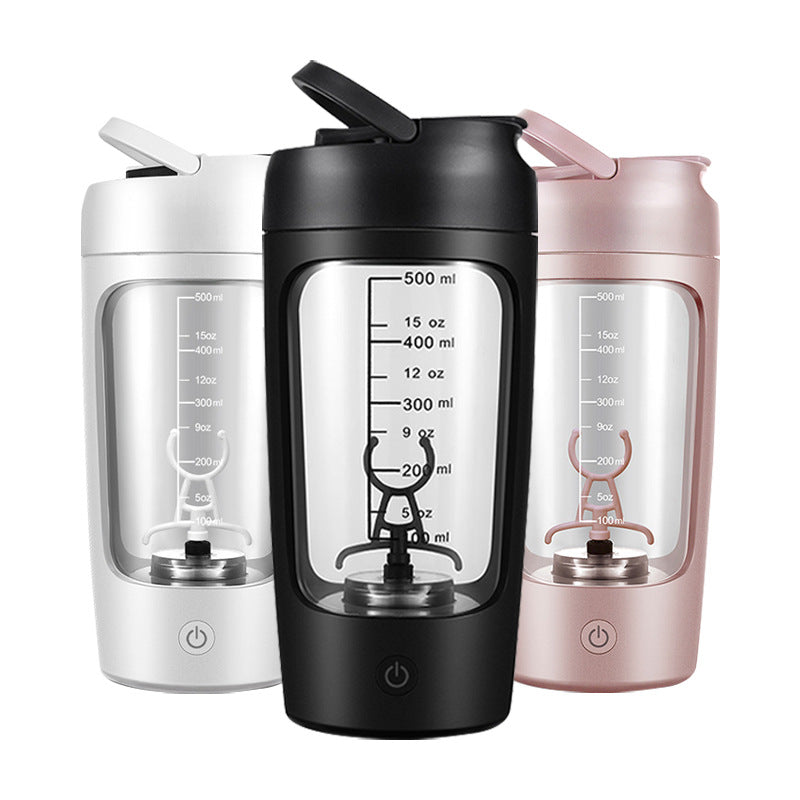 Portable Electric Stirring Cup Protein Shaker Cup with Scale Black 650ML