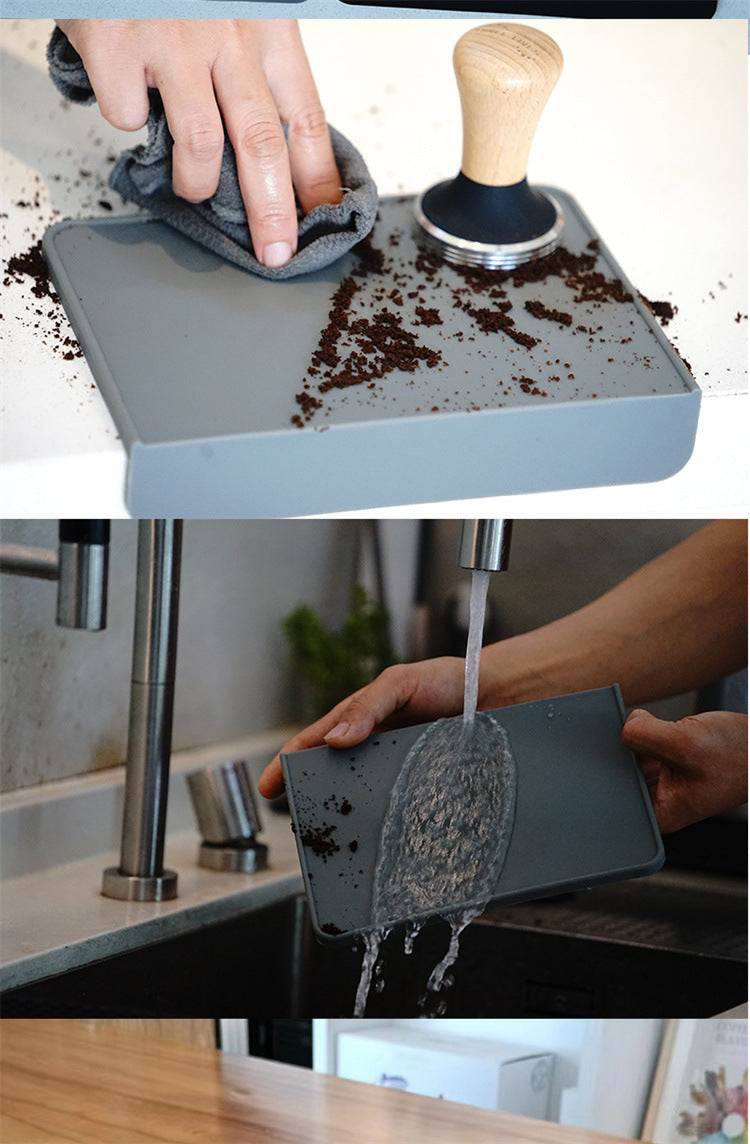 Anti-Skid Coffee Tamper Mat - Food Safe Silicone Rubber Grey