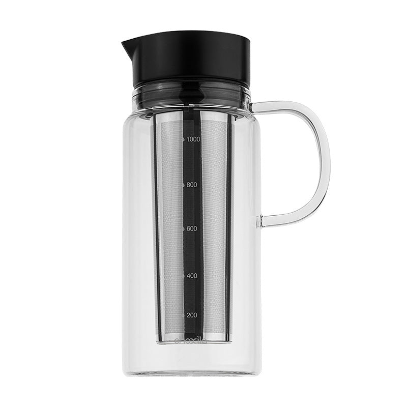 Glass Cold Brew Coffee Maker with Re-Usable Stainless-Steel Filter 1L