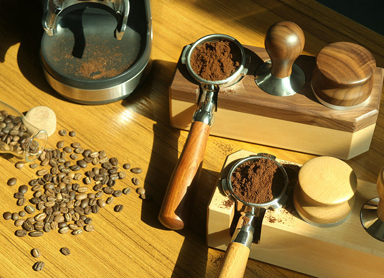 Wooden Coffee Tamper Station and Portafilter Holder for 58MM Walnut Wood