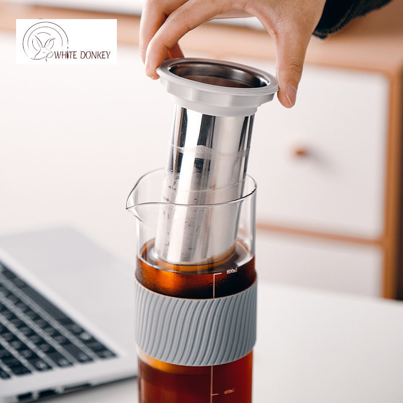 Glass Cold Brew Coffee Maker With Re-Usable Stainless Steel Filter  --  800ML