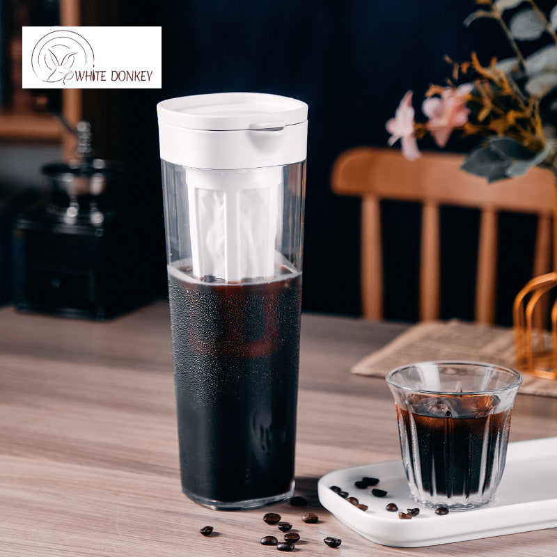 White Cold Brew Coffee Maker Large Plastic Pot with Fine Mesh Filter - 1100ML