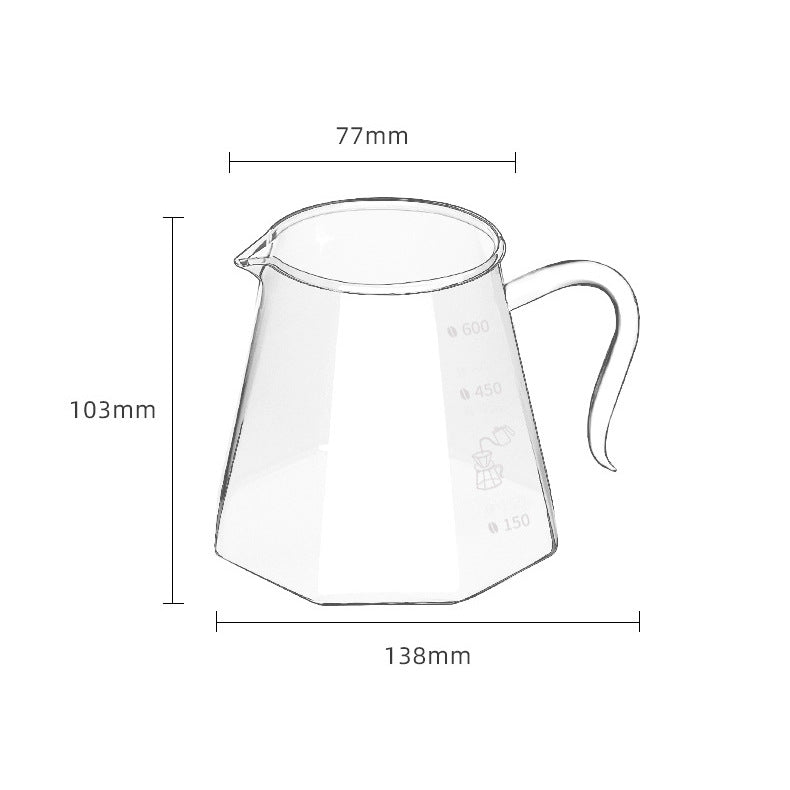 V60 Glass Coffee Range Server -- Octagon Design 600ML