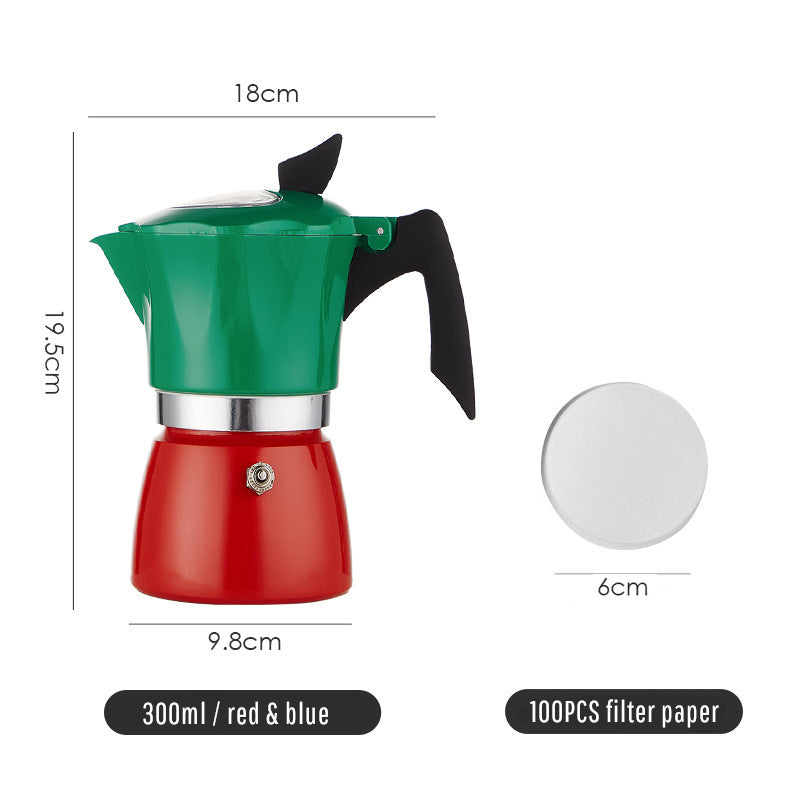 300ML Stove-top Coffee Maker Moka Express with Transparent Lid – GREEN & RED