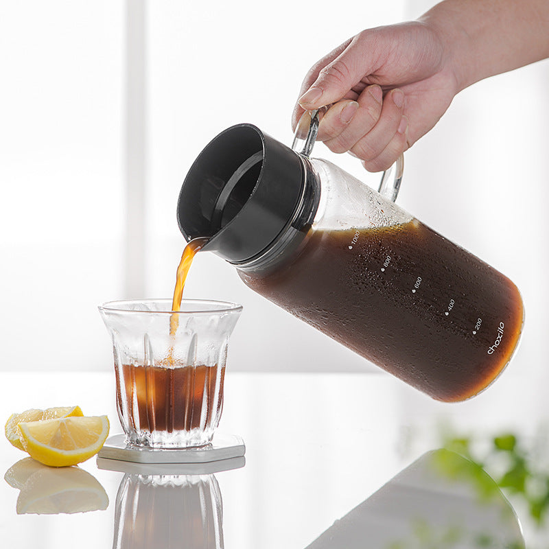 Glass Cold Brew Coffee Maker with Re-Usable Stainless-Steel Filter 1L