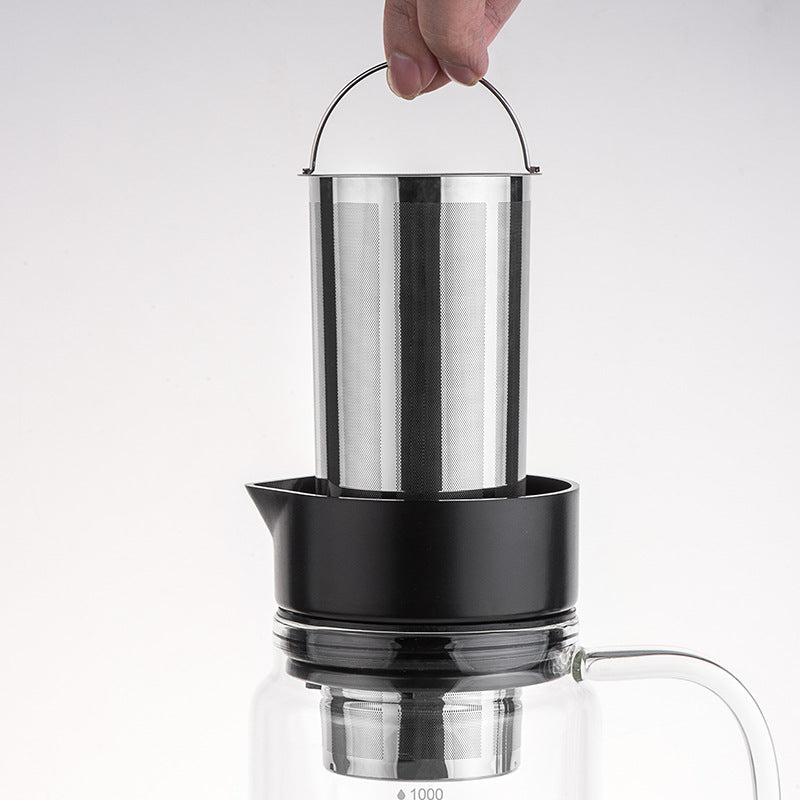 Glass Cold Brew Coffee Maker with Re-Usable Stainless-Steel Filter 1L