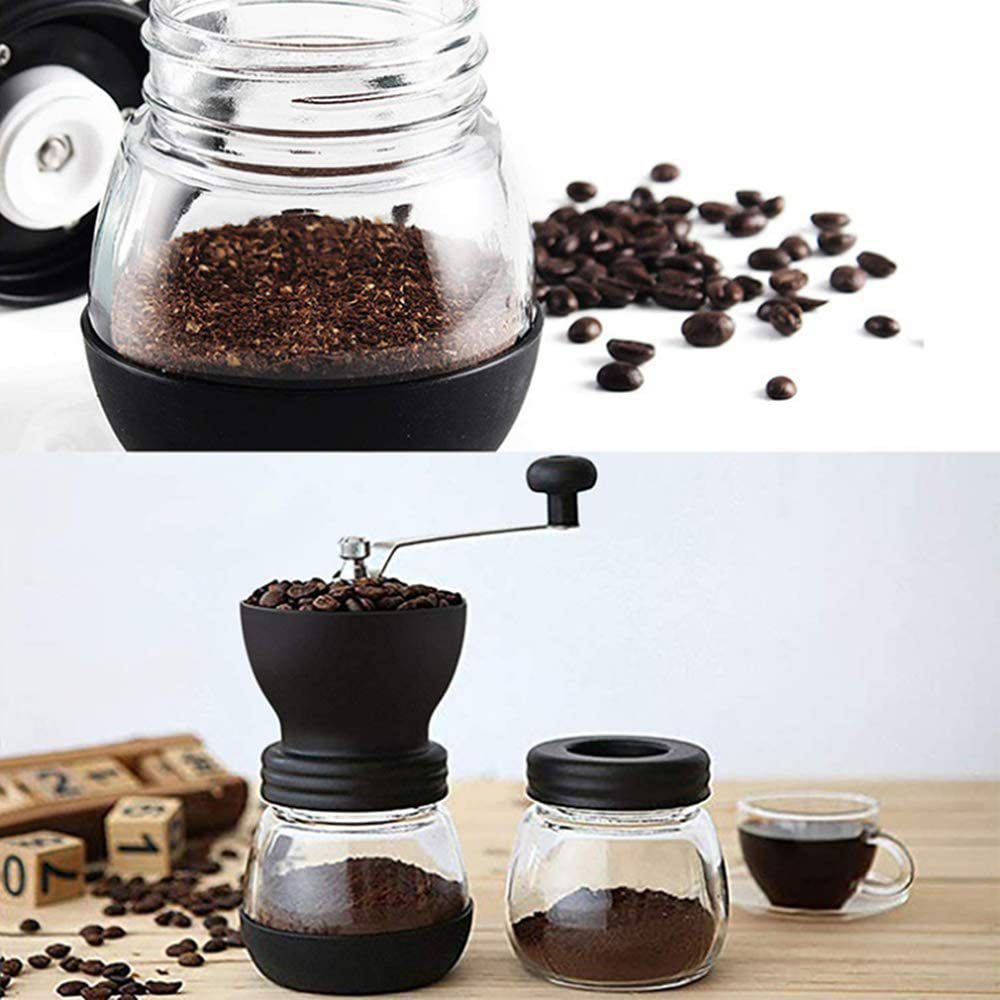 Manual Glass Coffee Grinder with ceramic Burr Grinder Mill