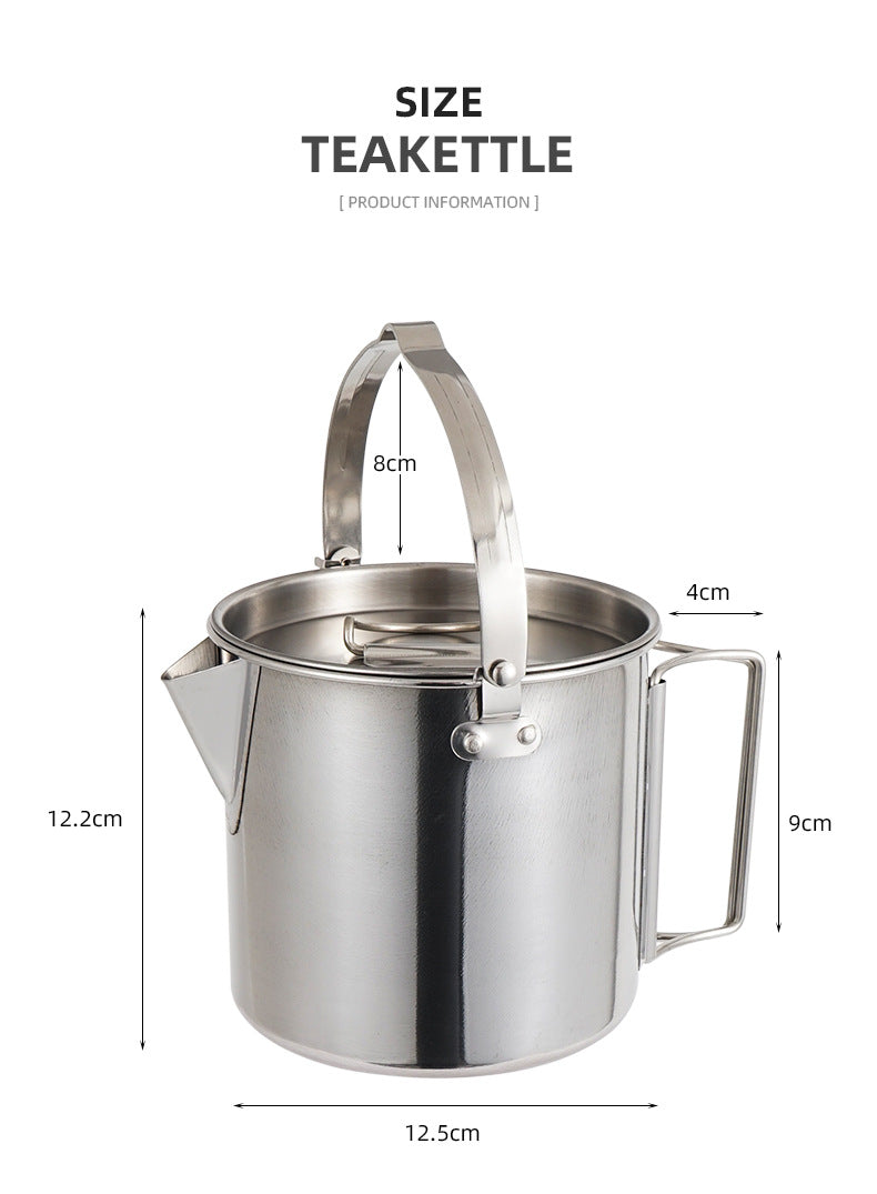 Portable Stainless Steel outdoor Kettle Camping Hanging Water Coffee Pot-1.2L