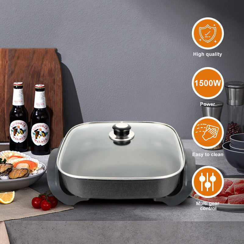 Square Electric Frying Pan 2L Black 1500W