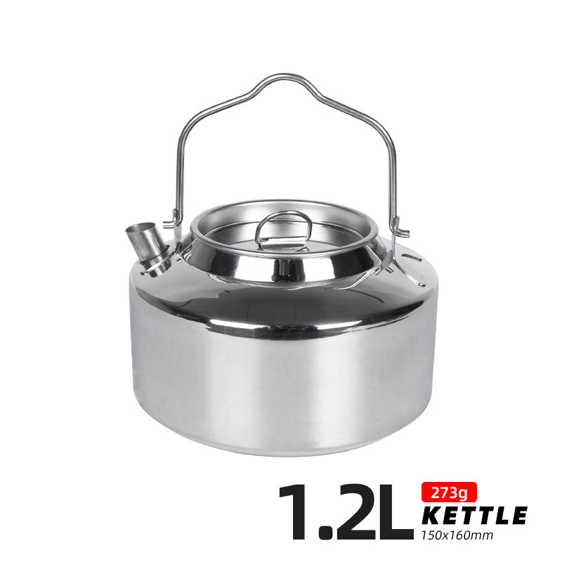 Camping Hanging Water Coffee Pot Stainless Steel Outdoor Kettle 1.2L