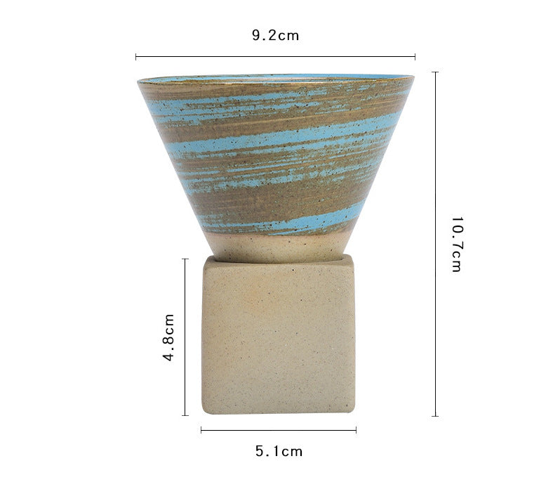 Blue Cone Type Ceramic Coffee Cup -- 150ML