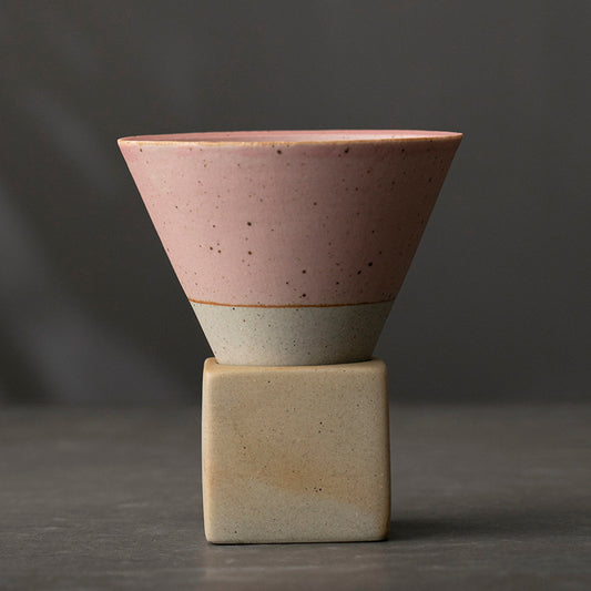 Pink Cone Type Ceramic Coffee Cup -- 150ML