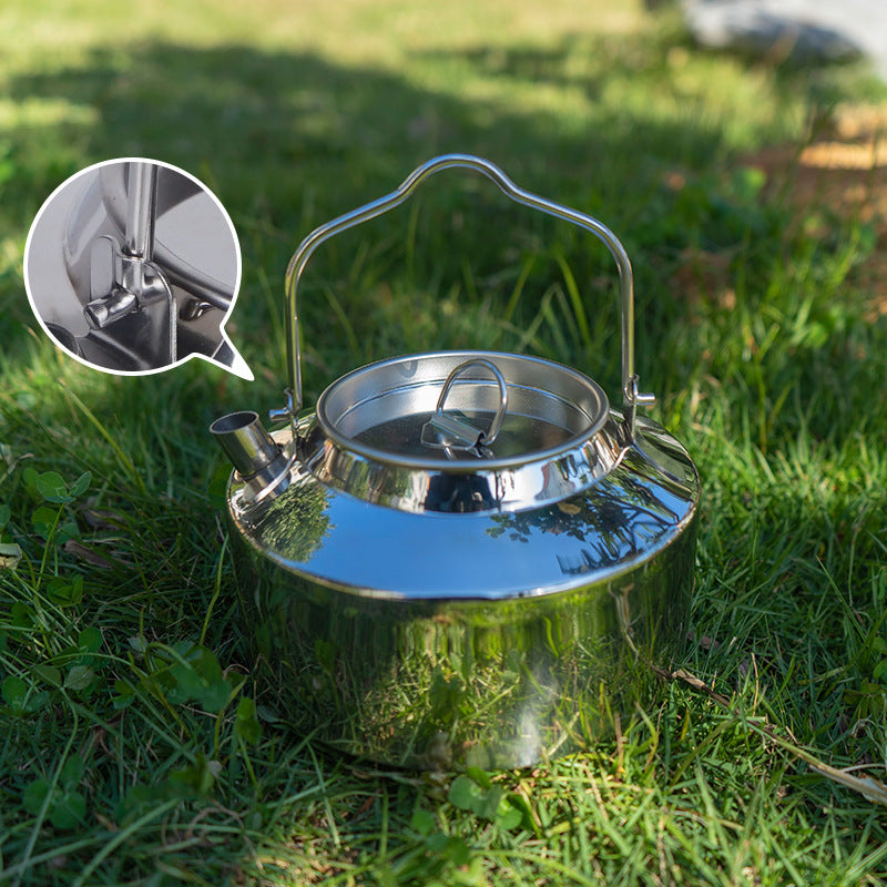 Camping Hanging Water Coffee Pot Stainless Steel Outdoor Kettle 1.2L