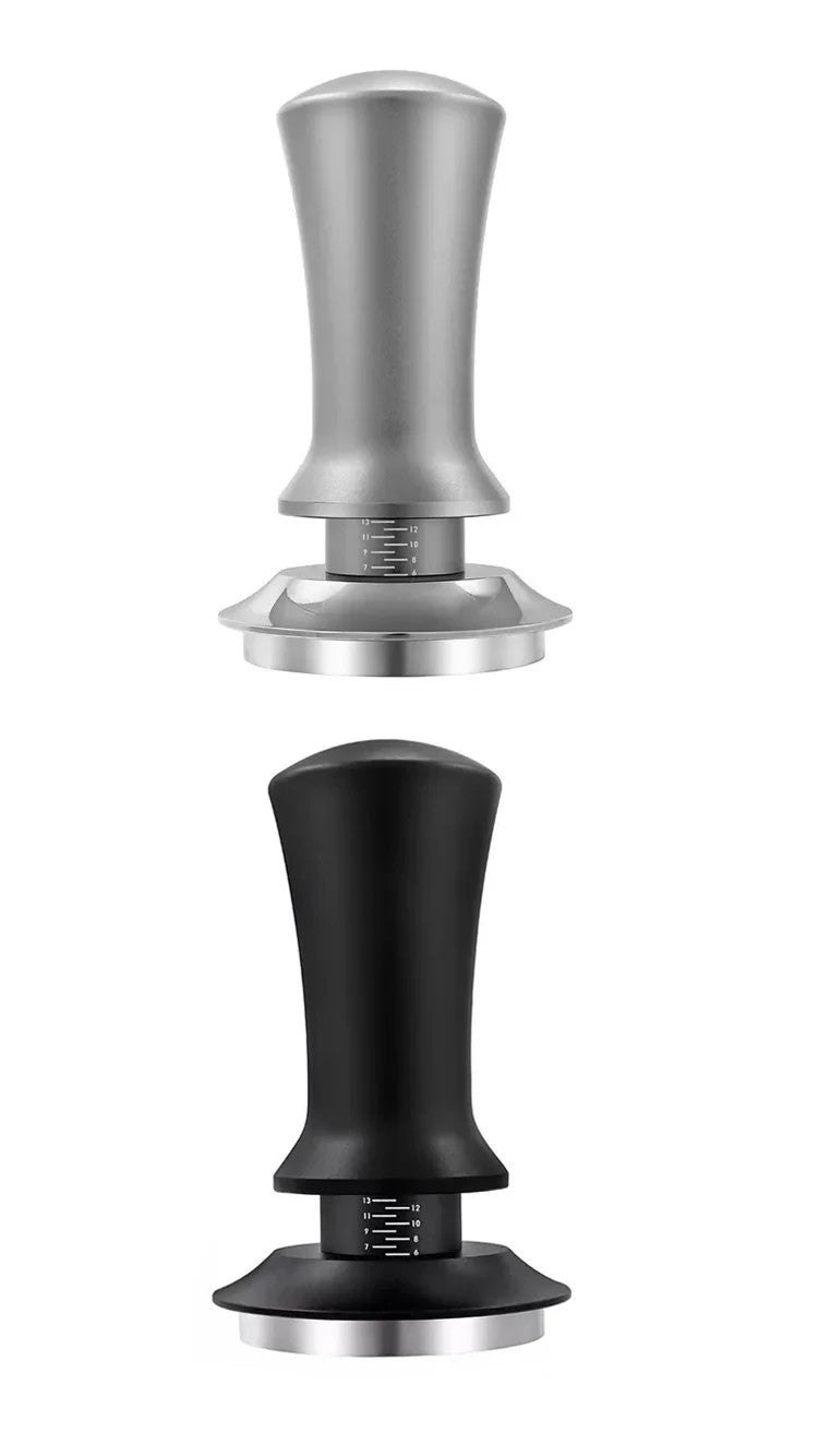 Coffee Tamper Adjustable Height with Scale Springs Calibrated Tamping Black 58mm