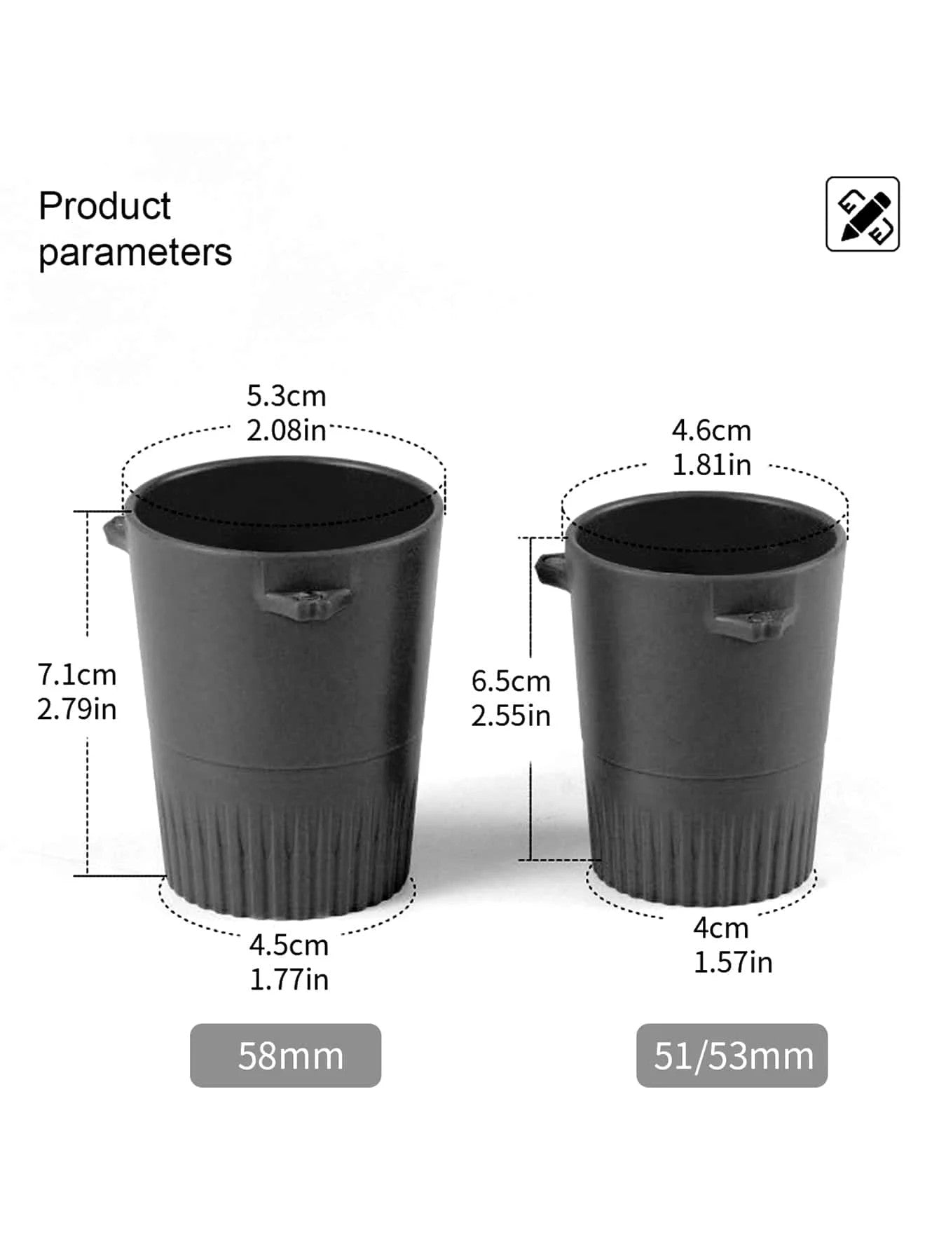 58MM Dosing Cup ABS Coffee Machine Powder Cup Black