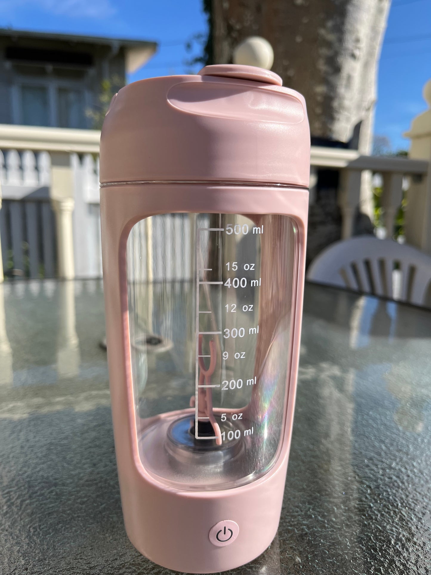 Portable Electric Stirring Cup Protein Shaker Cup with Scale Pink 650ML