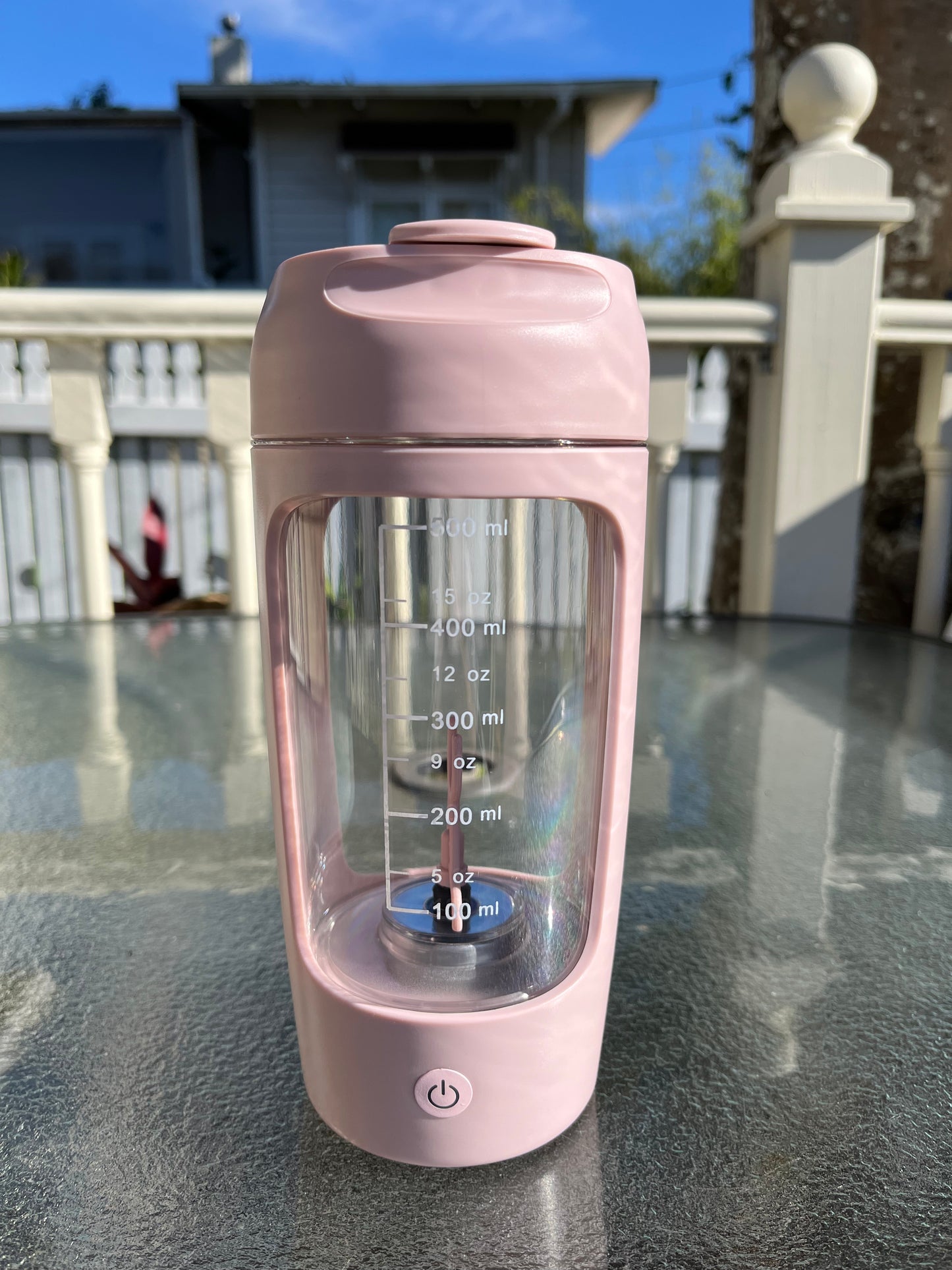 Portable Electric Stirring Cup Protein Shaker Cup with Scale Pink 650ML