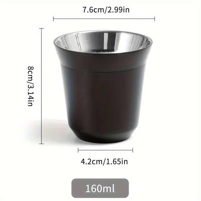 Espresso Insulated Coffee Cup Stainless Steel Double Wall 160ML Black