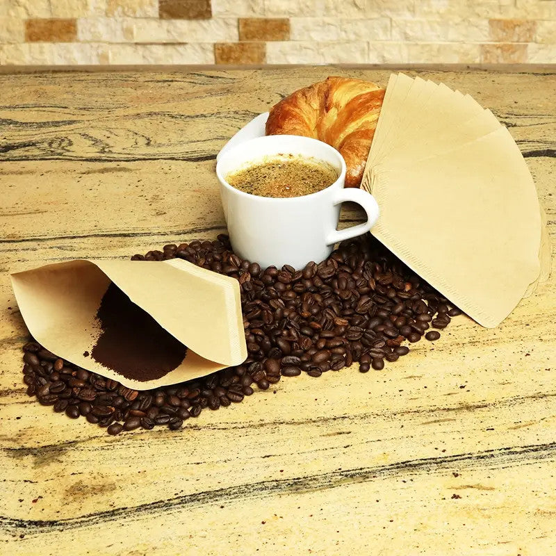 Unbleached Coffee paper Filter, Fan-shaped Brown Paper Pour Over Filters 2-4 Cup